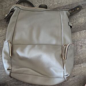 Gray Leather Backpack